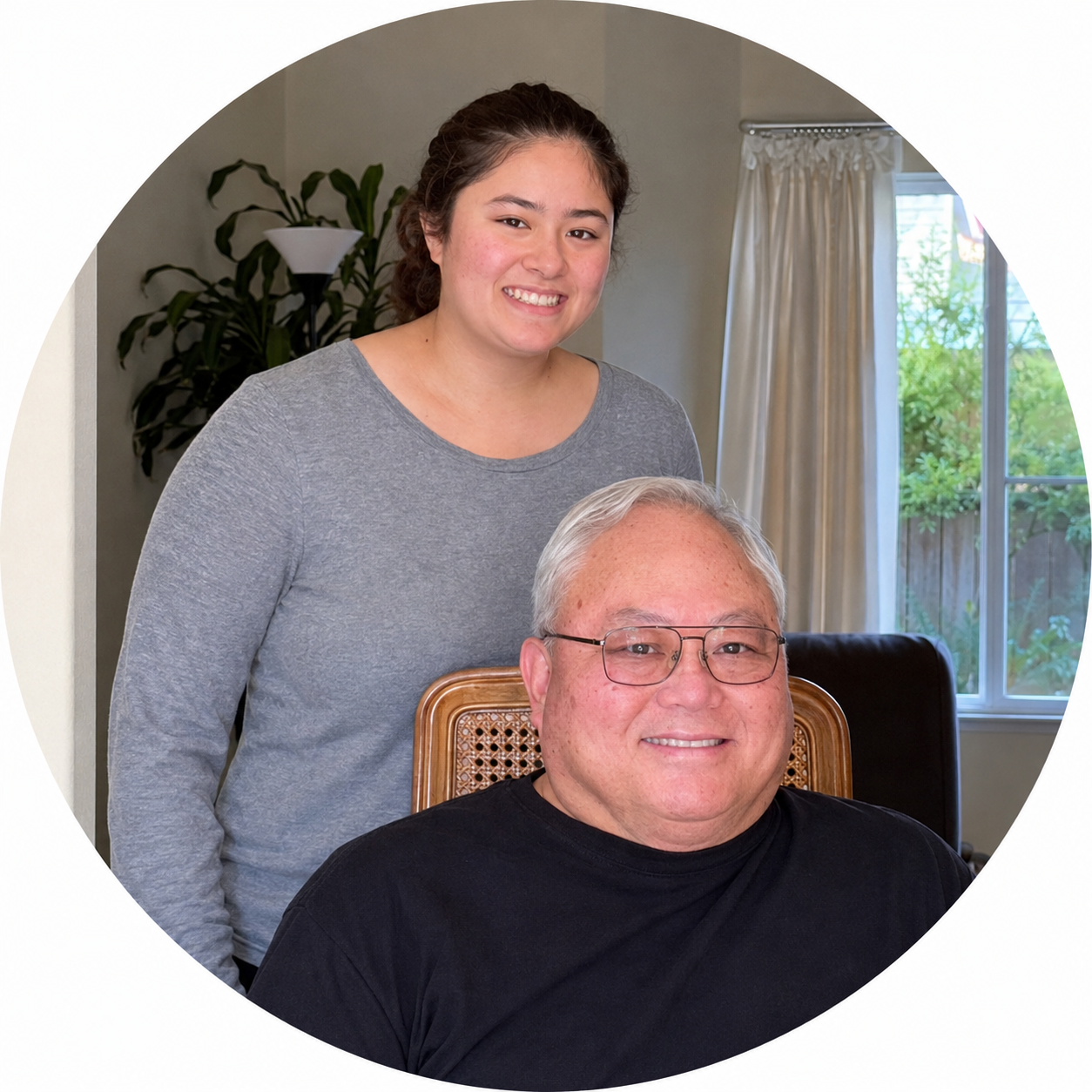 Elena and Gene smiling together
